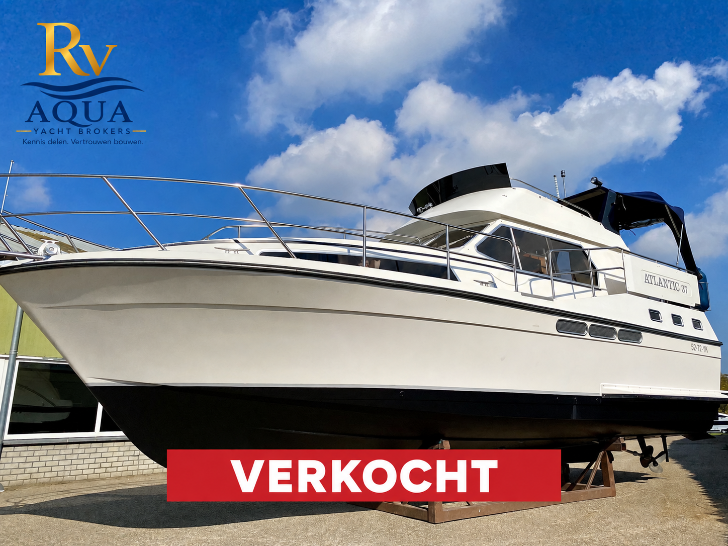 RV Aqua Yacht Brokers atlantic 37 marissa verkocht met logo afbeelding